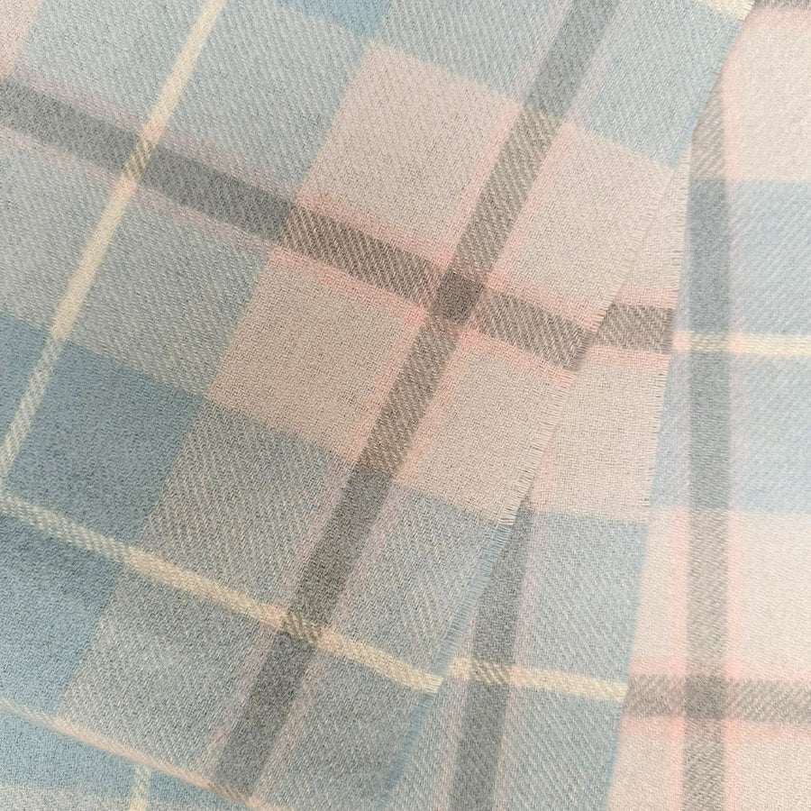 Blue Check Lambswool Scarf