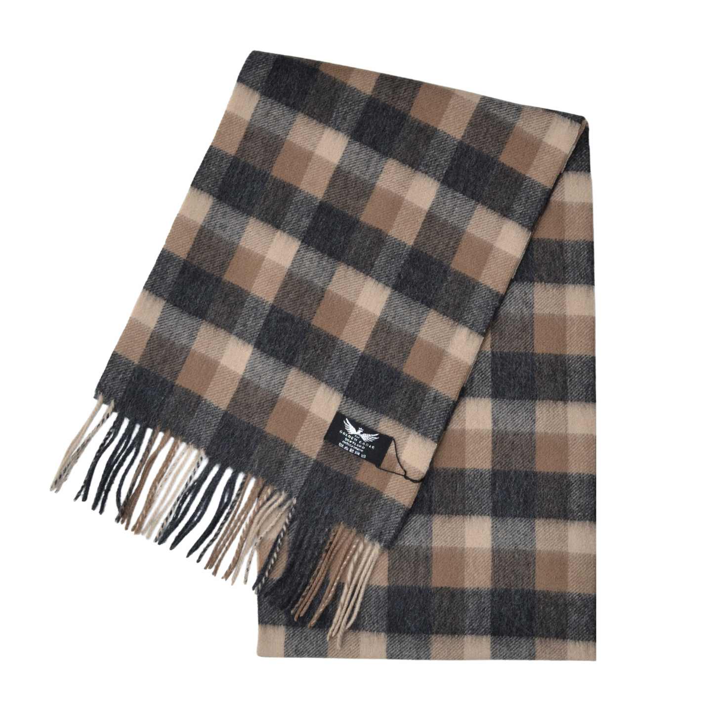 Brown Check Cashmere Scarf
