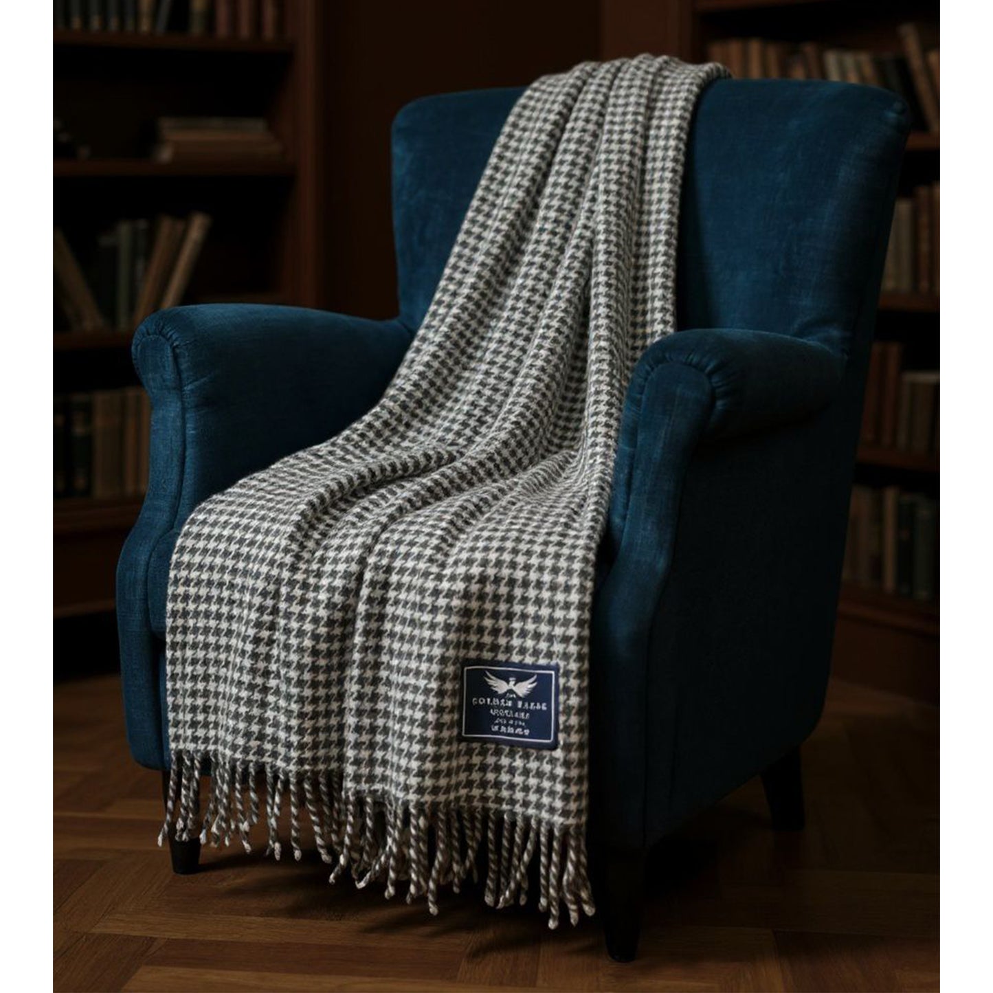 Houndstooth Grey Cream Throw Blanket