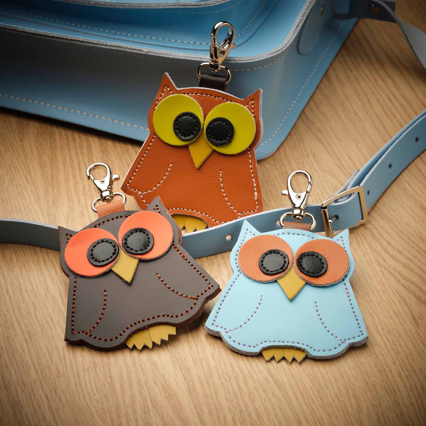 Owl bag charm - Blue