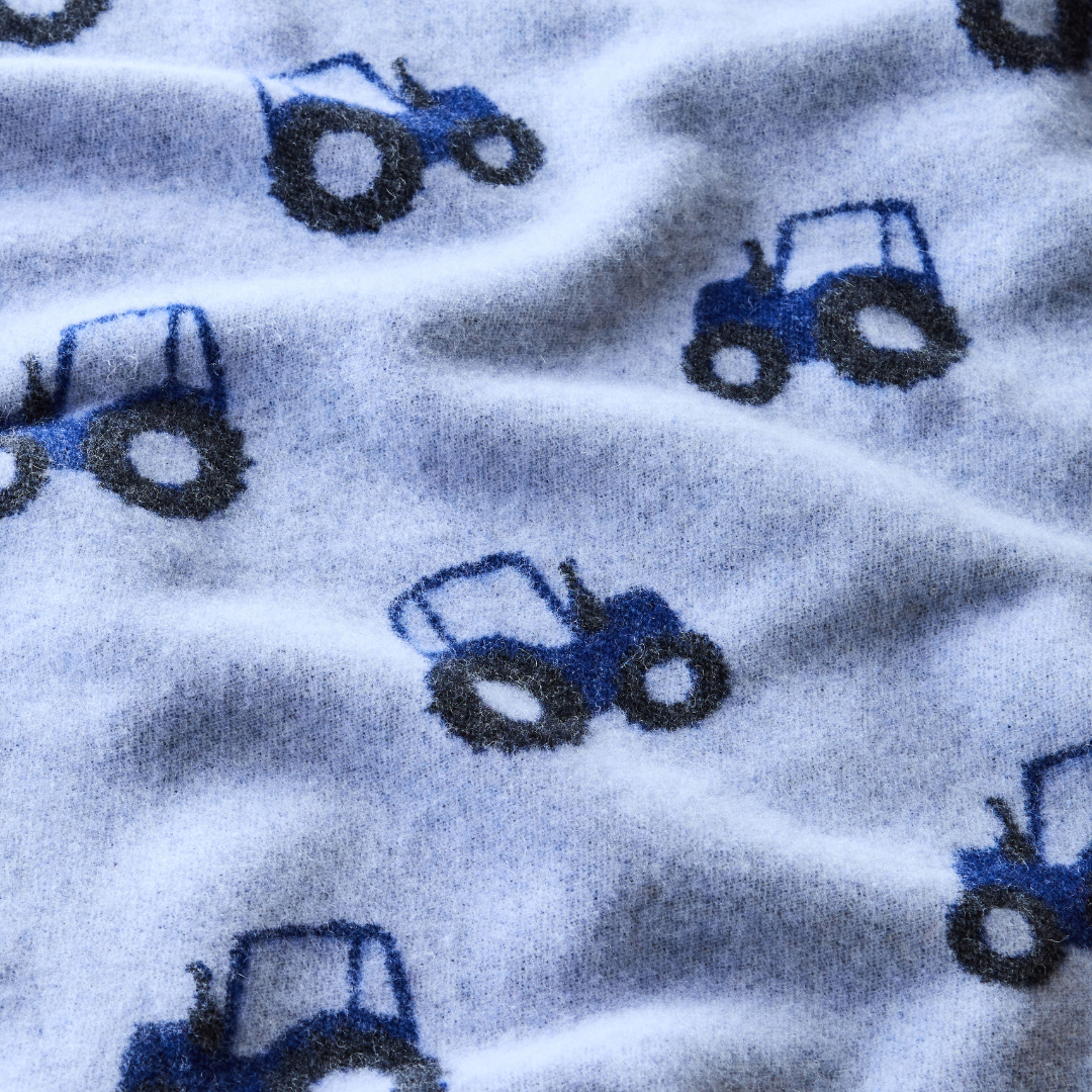 Merino Wool Tractor Baby Blanket