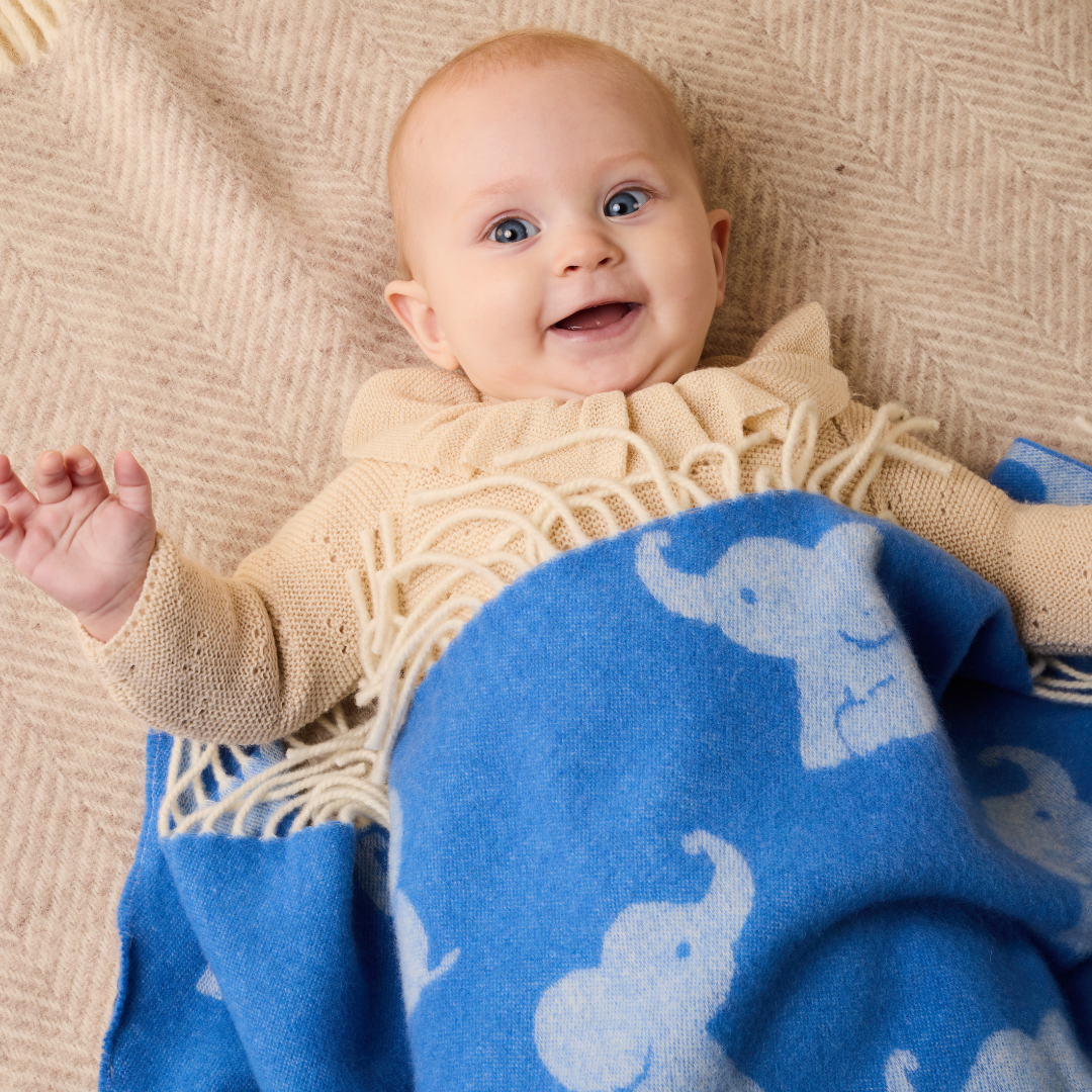Merino Wool Elephant Baby Blanket