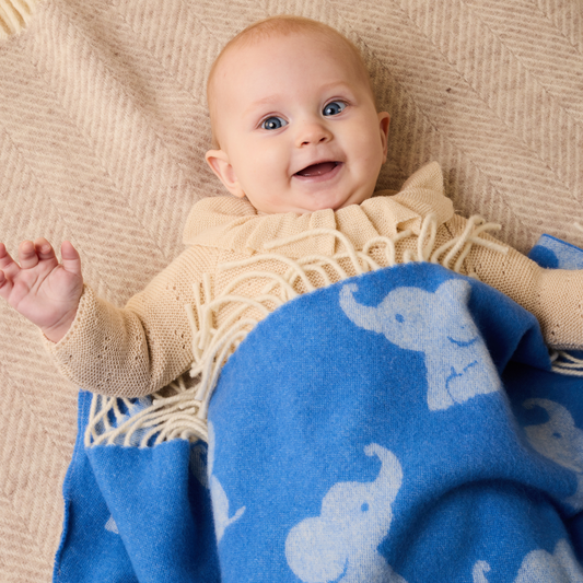 Merino Wool Elephant Baby Blanket