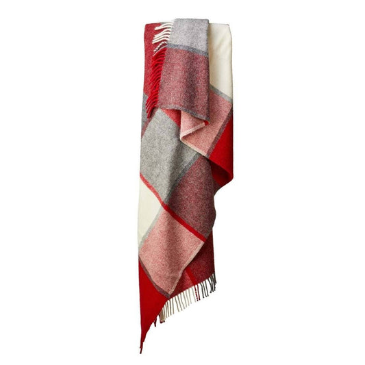 Block Check Red Pure New Wool Throw