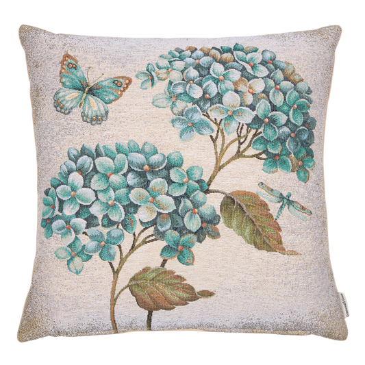 Hydrangeas Blue Woven Cushion - 42x42cm (17"x17")