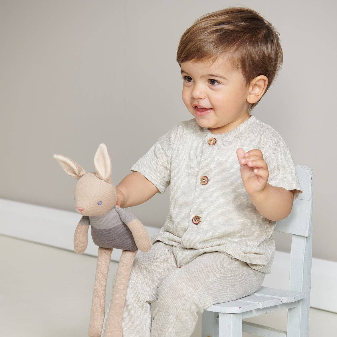Baby Threads Taupe Bunny - Organic Toys x3 + Gift Box