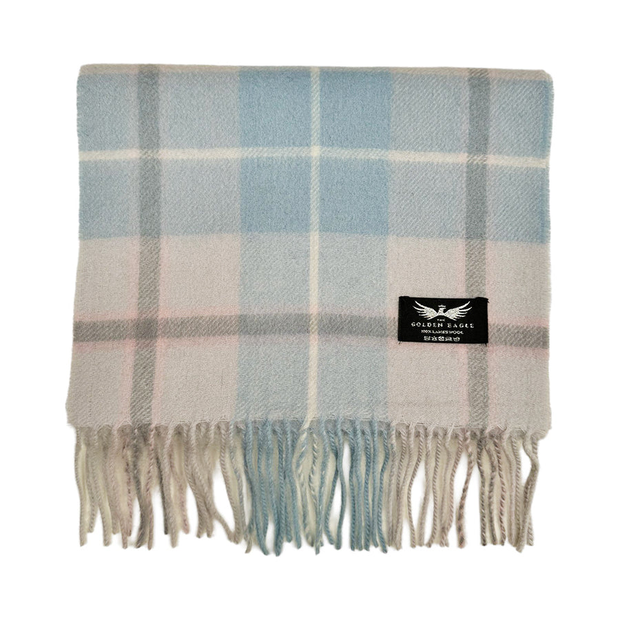 Blue Check Lambswool Scarf