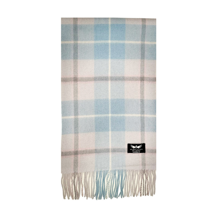 Blue Check Lambswool Scarf