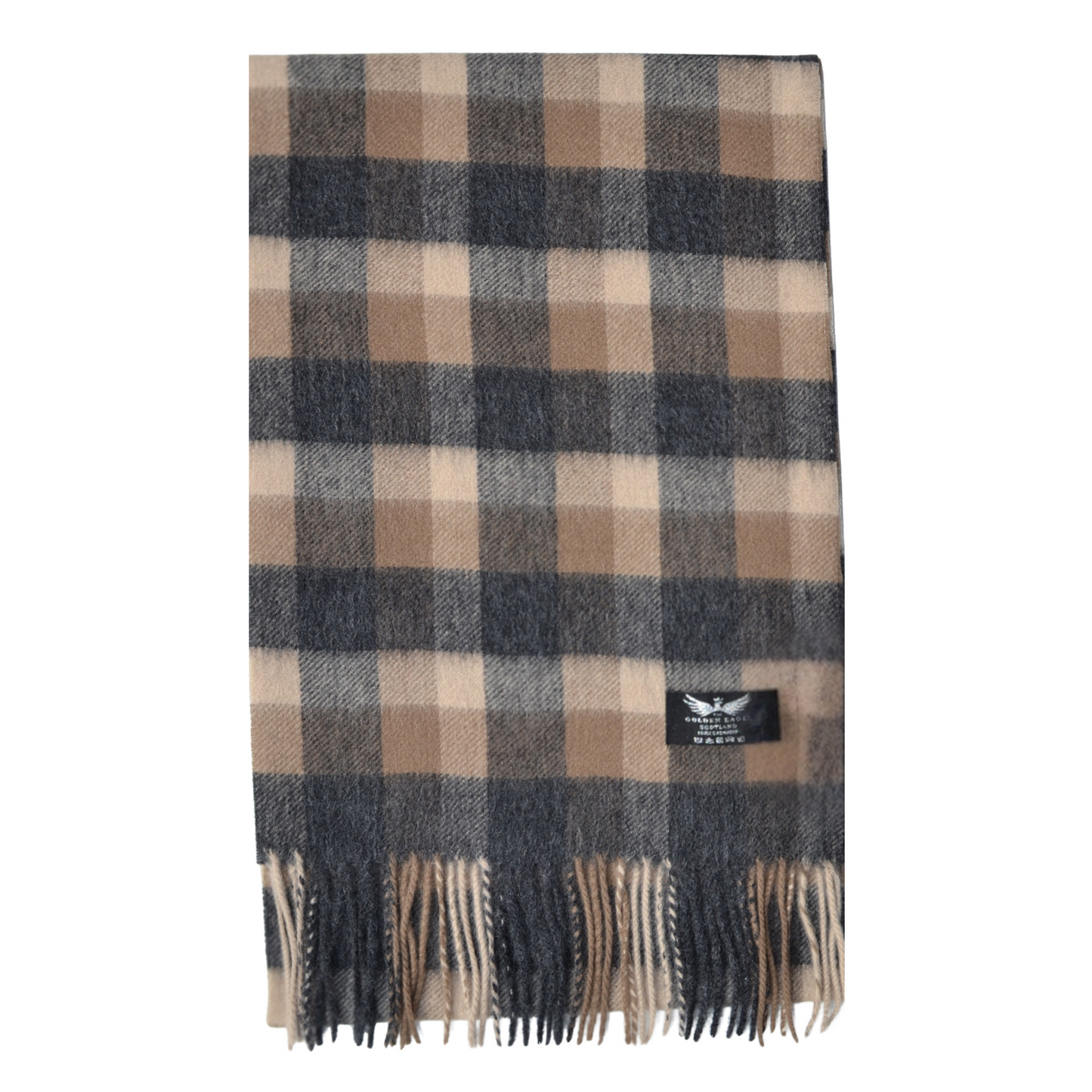 Brown Check Cashmere Scarf