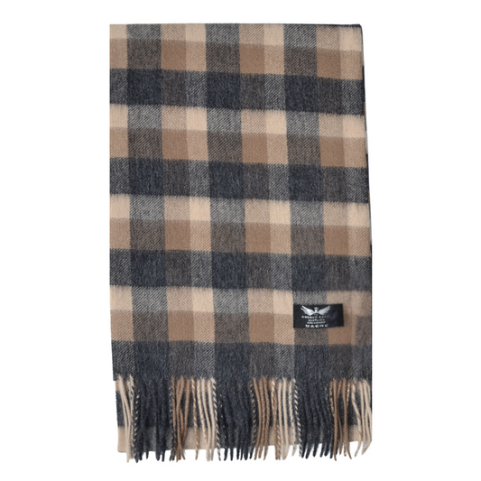 Brown Check Cashmere Scarf