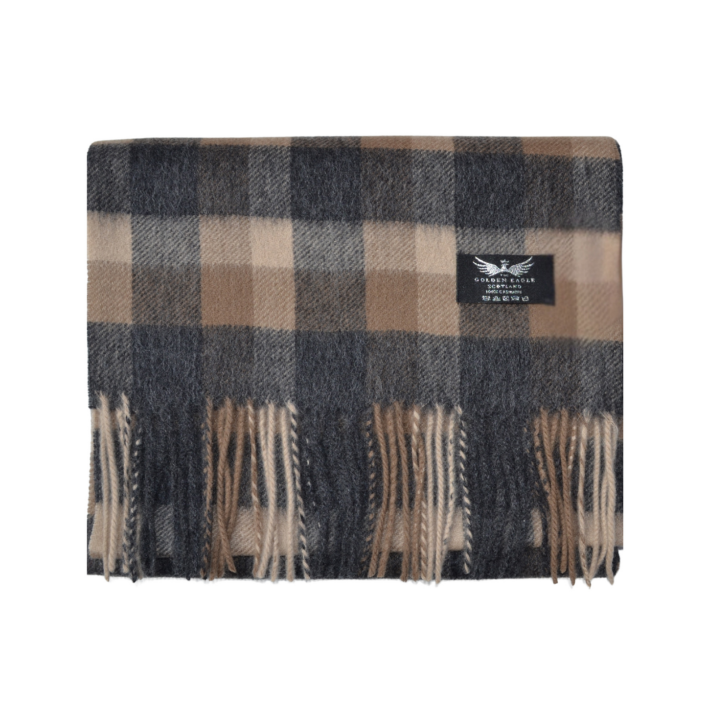 Brown Check Cashmere Scarf