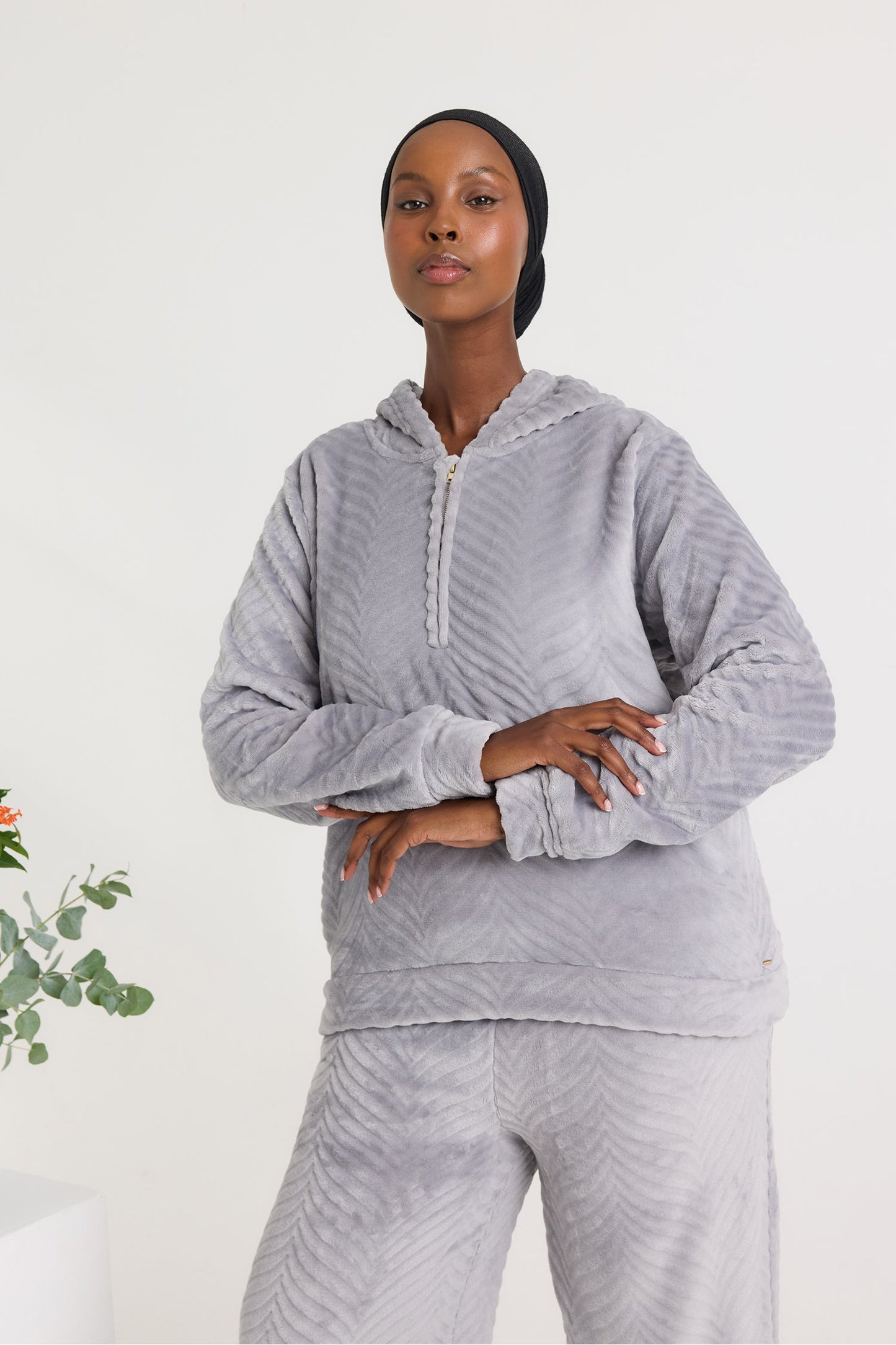Cosy Chevron Lounge Suit in Shale Grey