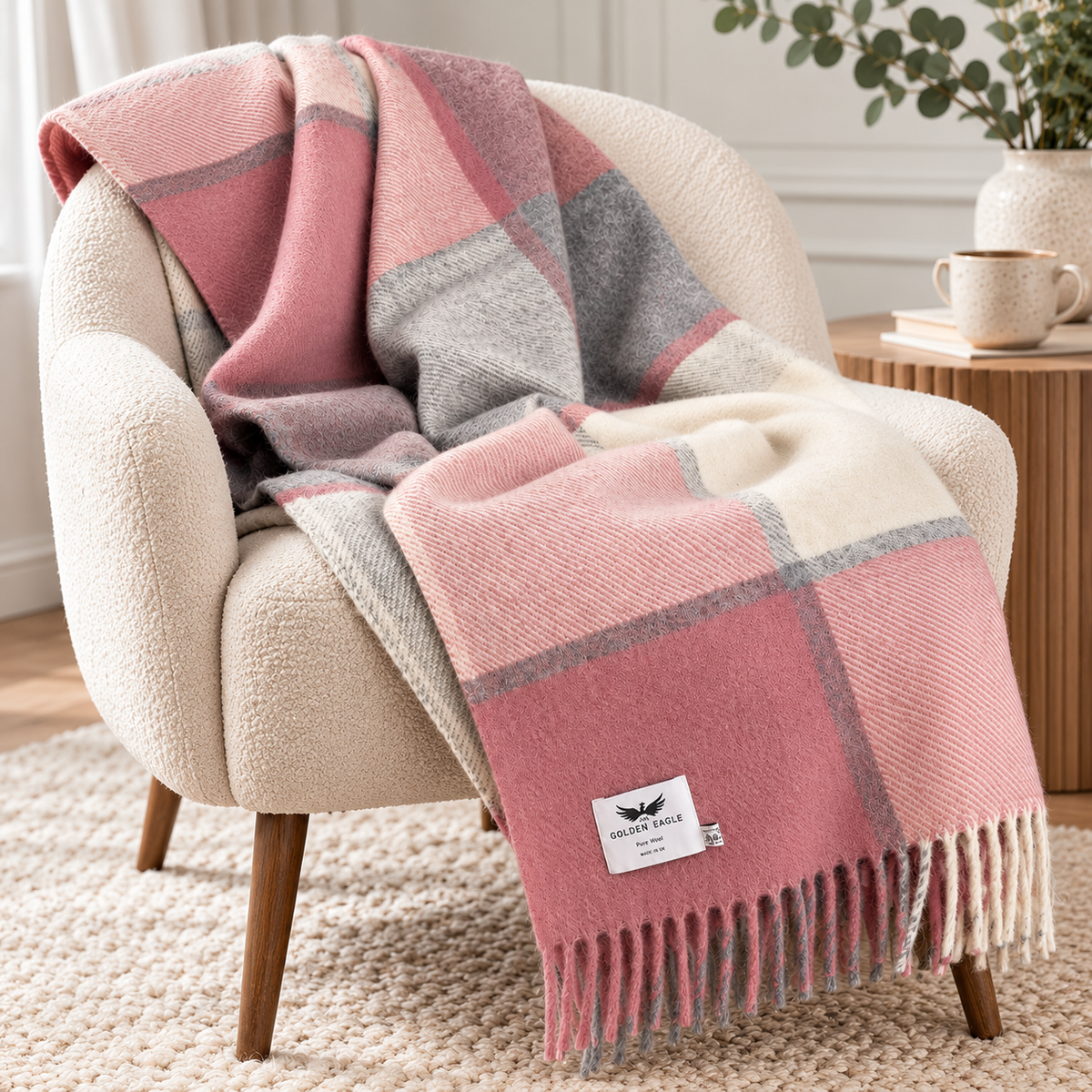 Block Check Pure New Wool Throw