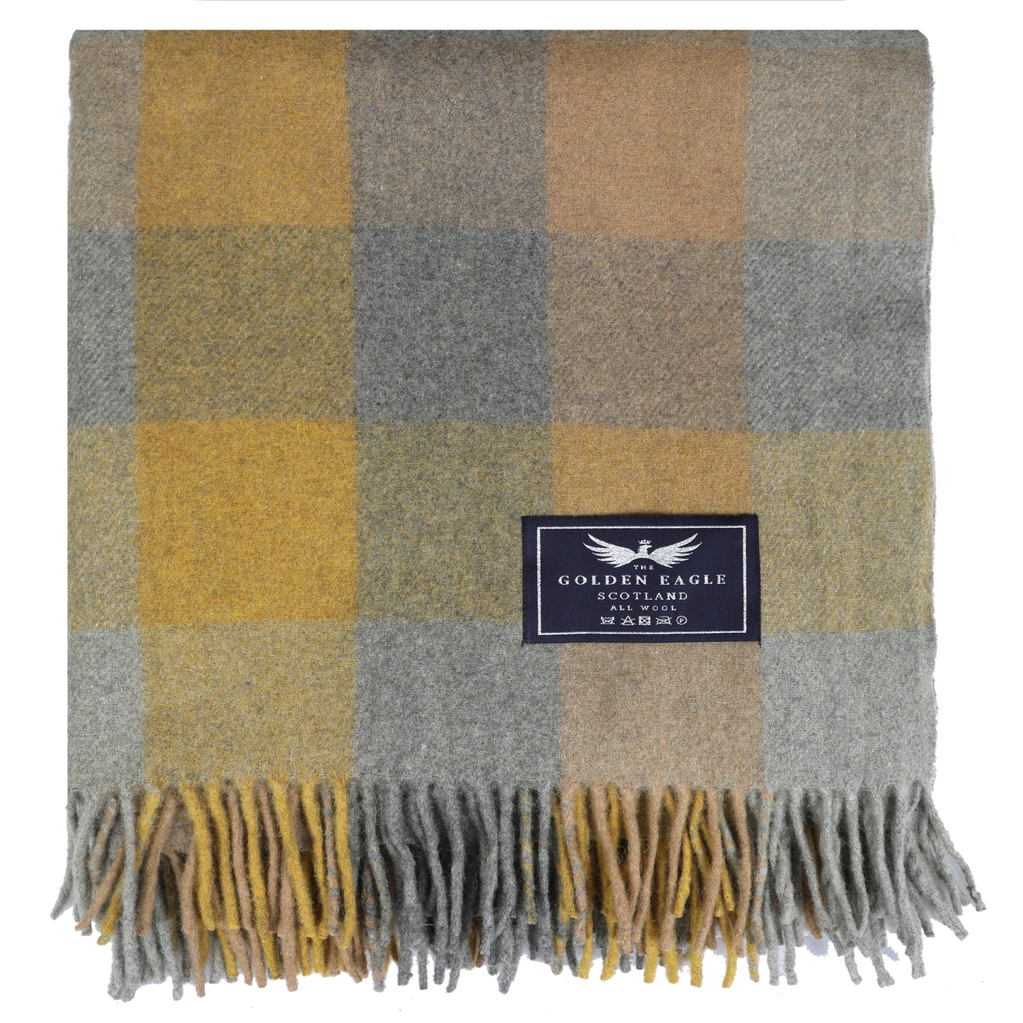 Grey Mustard Check - Throw Blanket