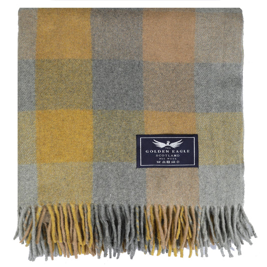 Grey Mustard Check - Throw Blanket