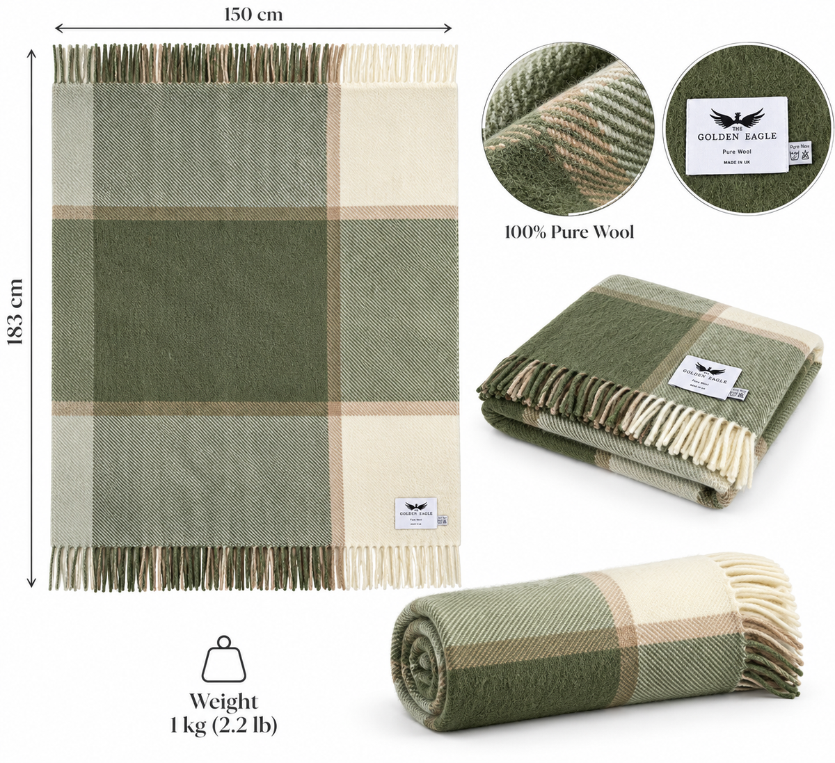 Block Check Pure New Wool Throw