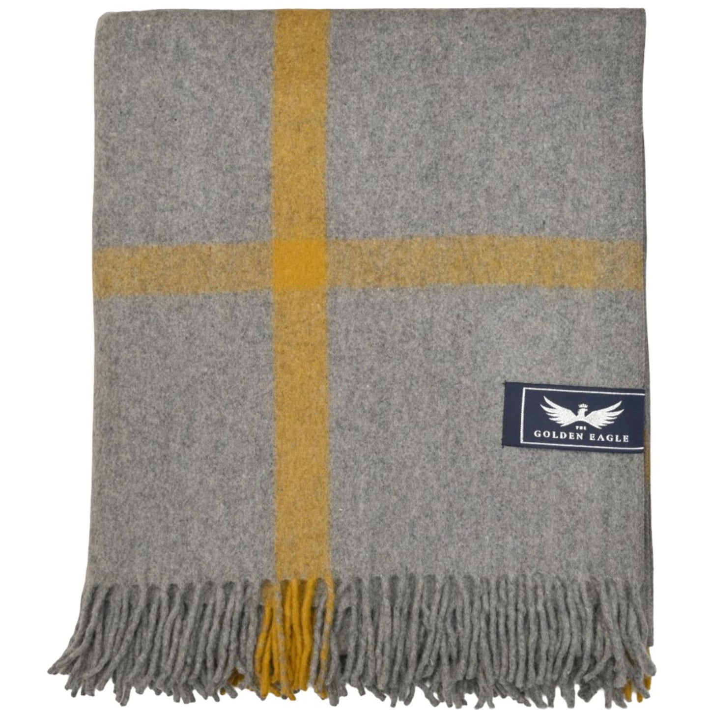 Grey Mustard Check - Throw Blanket