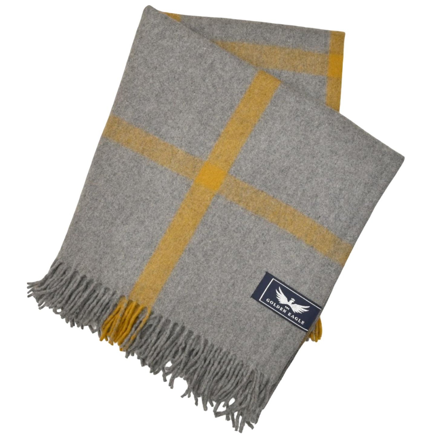 Grey Mustard Check - Throw Blanket