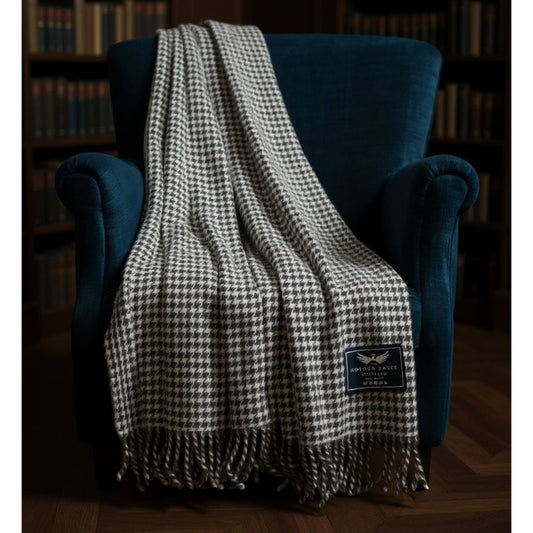 Houndstooth Grey Cream Throw Blanket