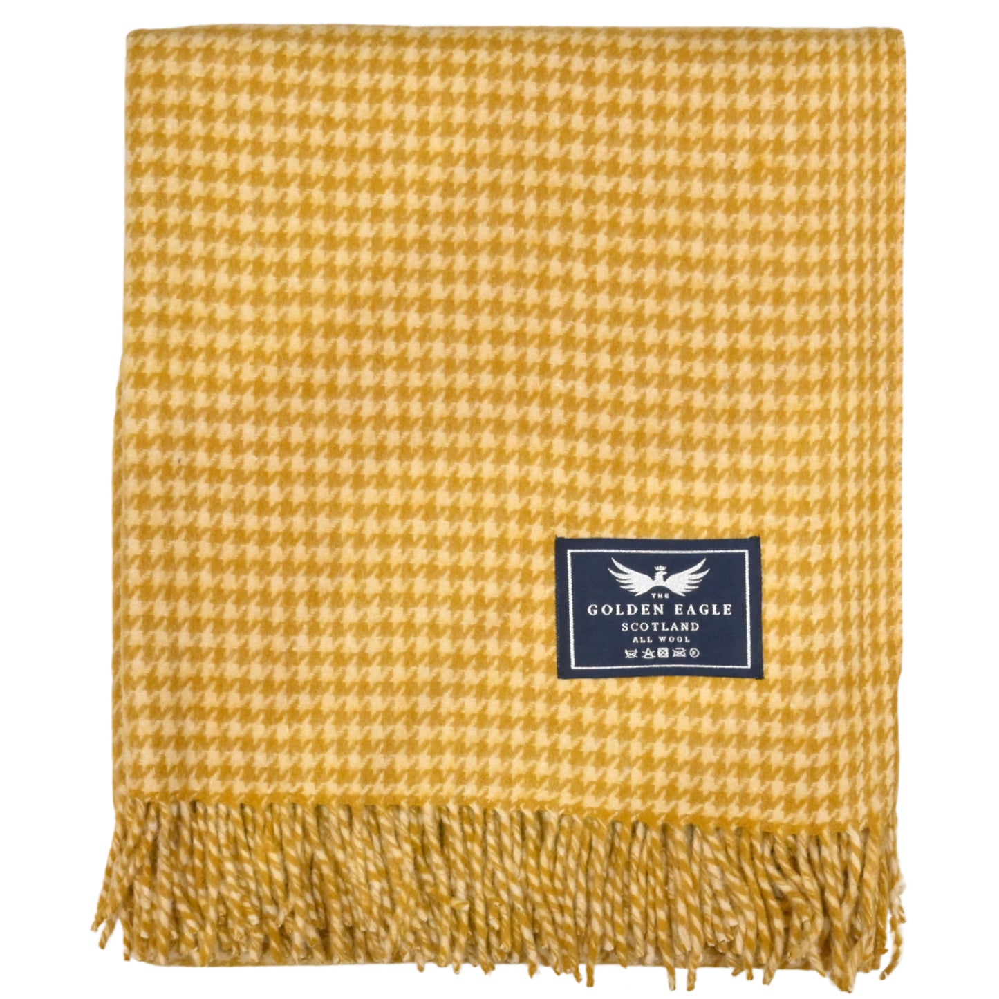 Houndstooth Mustard Cream Throw Blanket