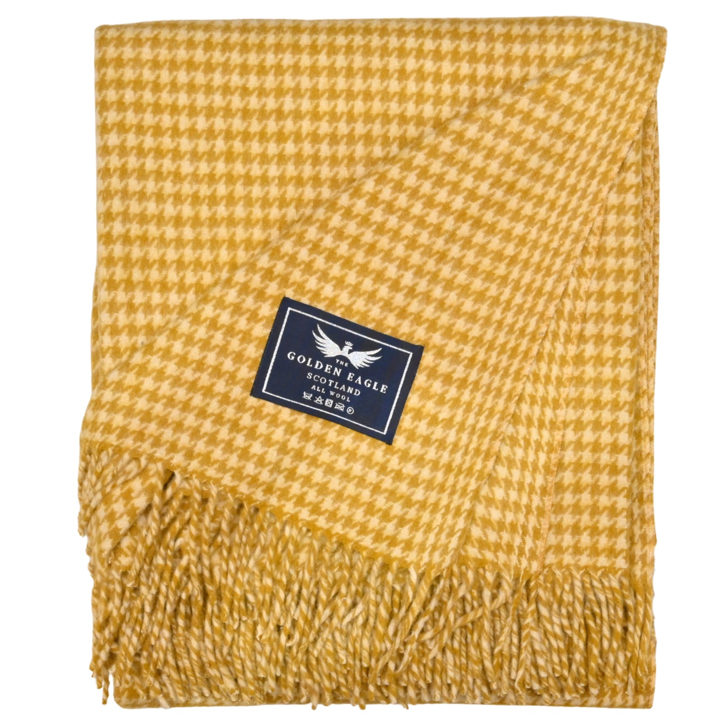 Houndstooth Mustard Cream Throw Blanket