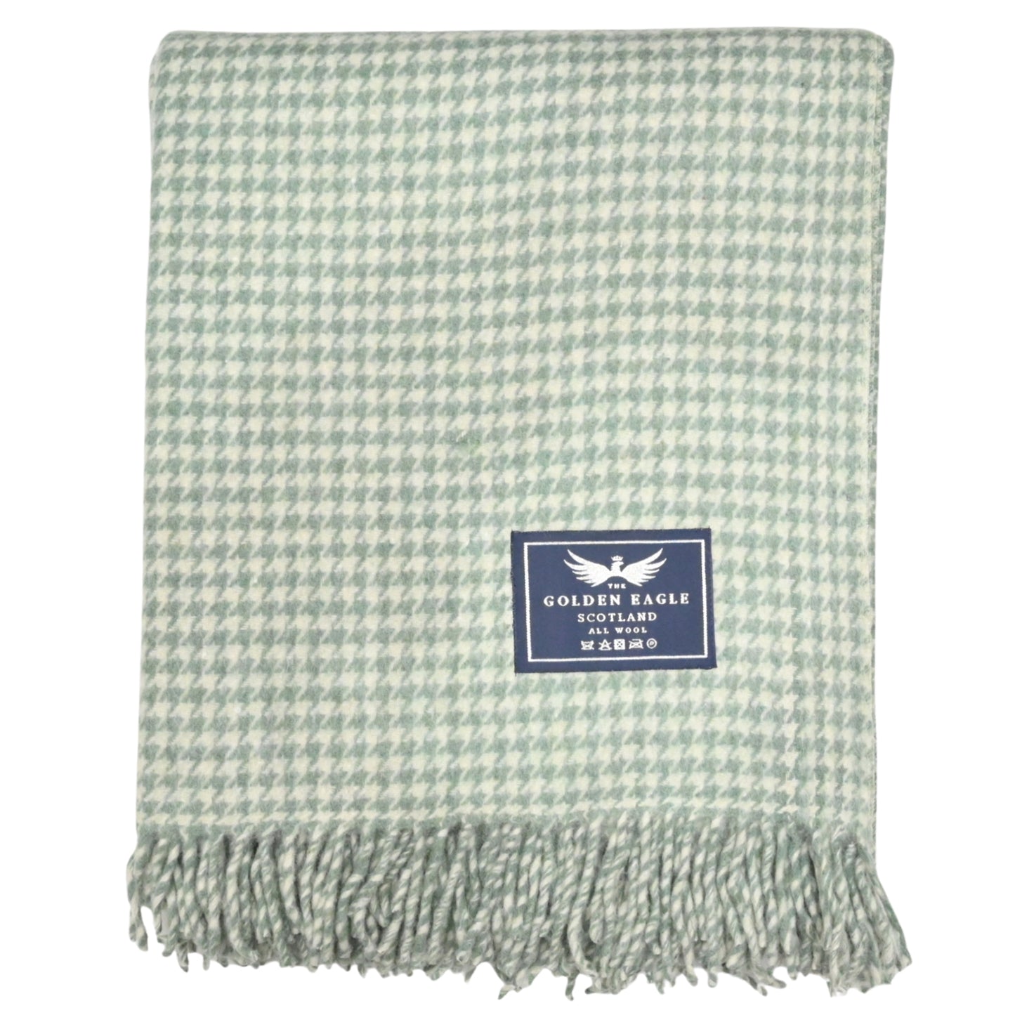 Houndstooth Sage Green Cream Throw Blanket
