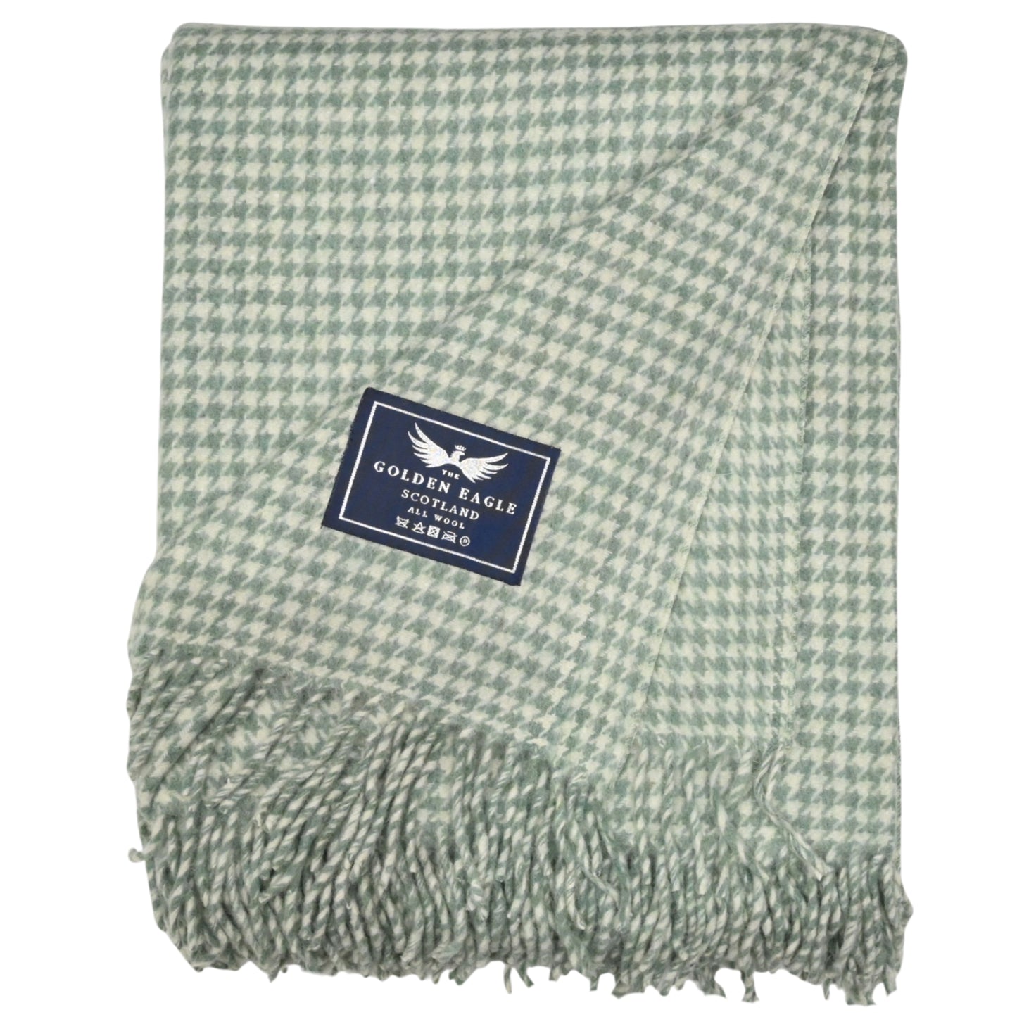 Houndstooth Sage Green Cream Throw Blanket