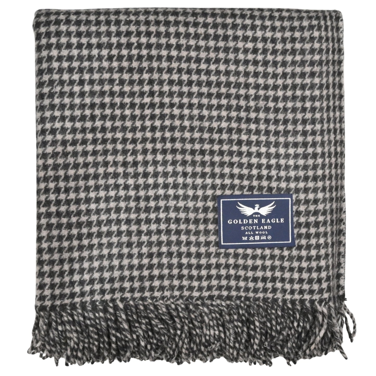 Houndstooth Grey Cream Throw Blanket