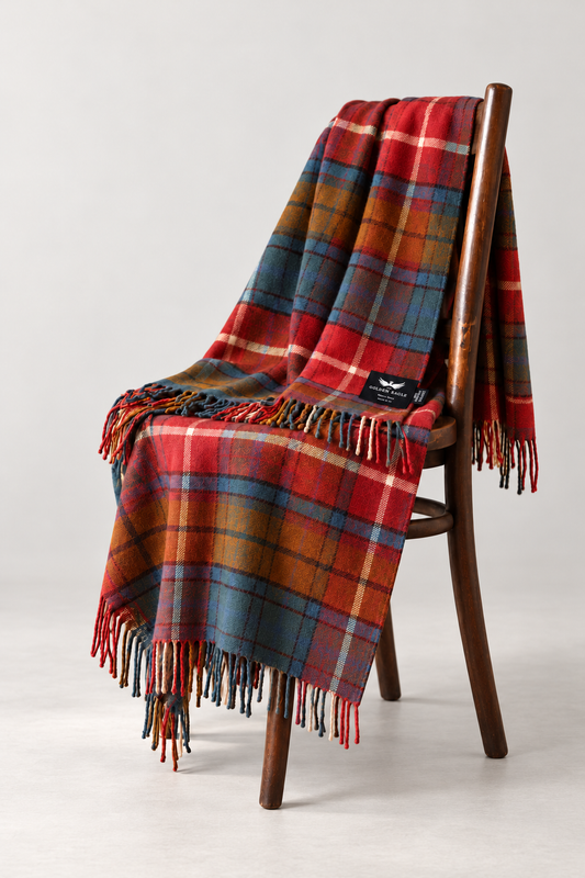 Antique Buchanan Tartan Merino Wool Throw
