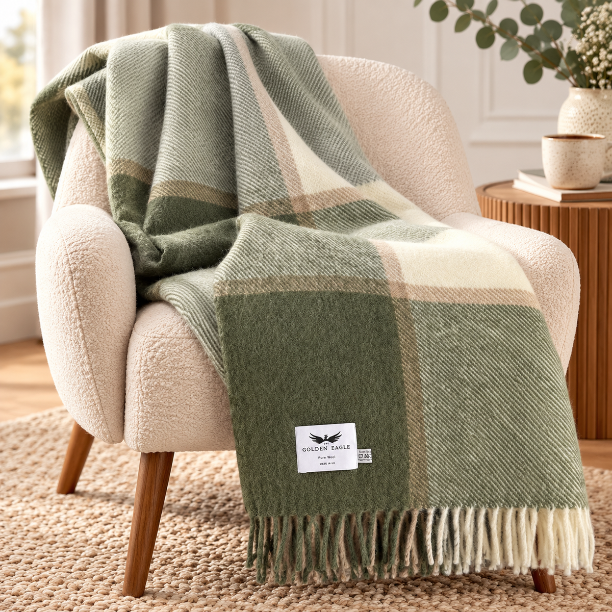 Block Check Pure New Wool Throw