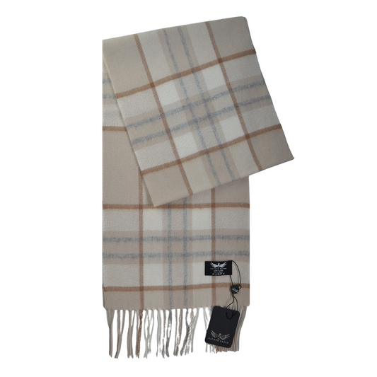 Sandstone Check Cashmere Scarf