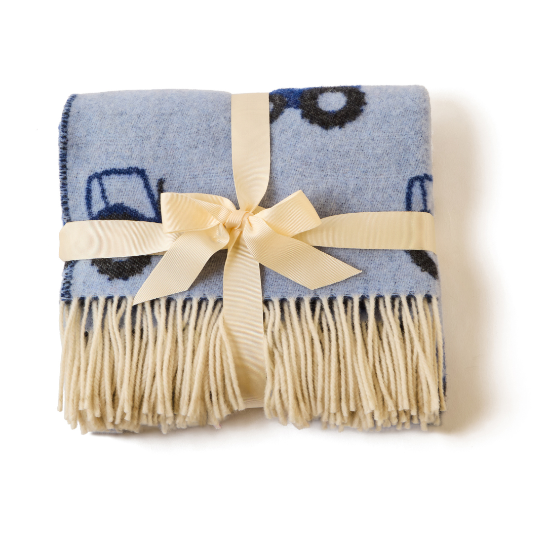 Merino Wool Tractor Baby Blanket