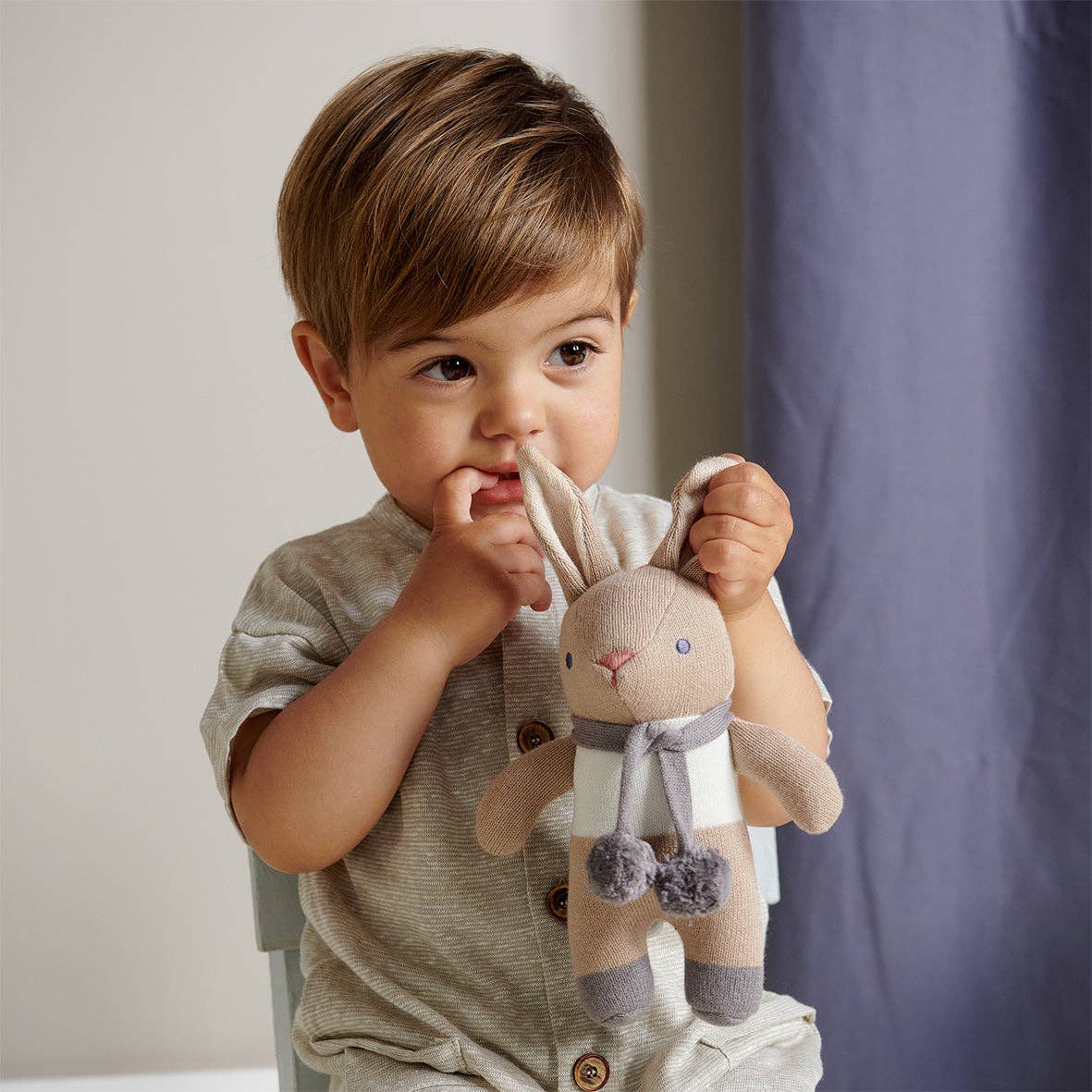 Baby Threads Taupe Bunny - Organic Toys x3 + Gift Box