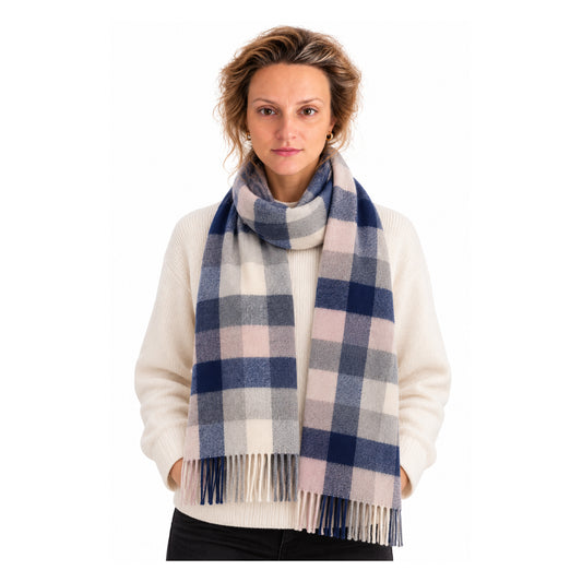Swiss Coffee Check Lambswool Scarf