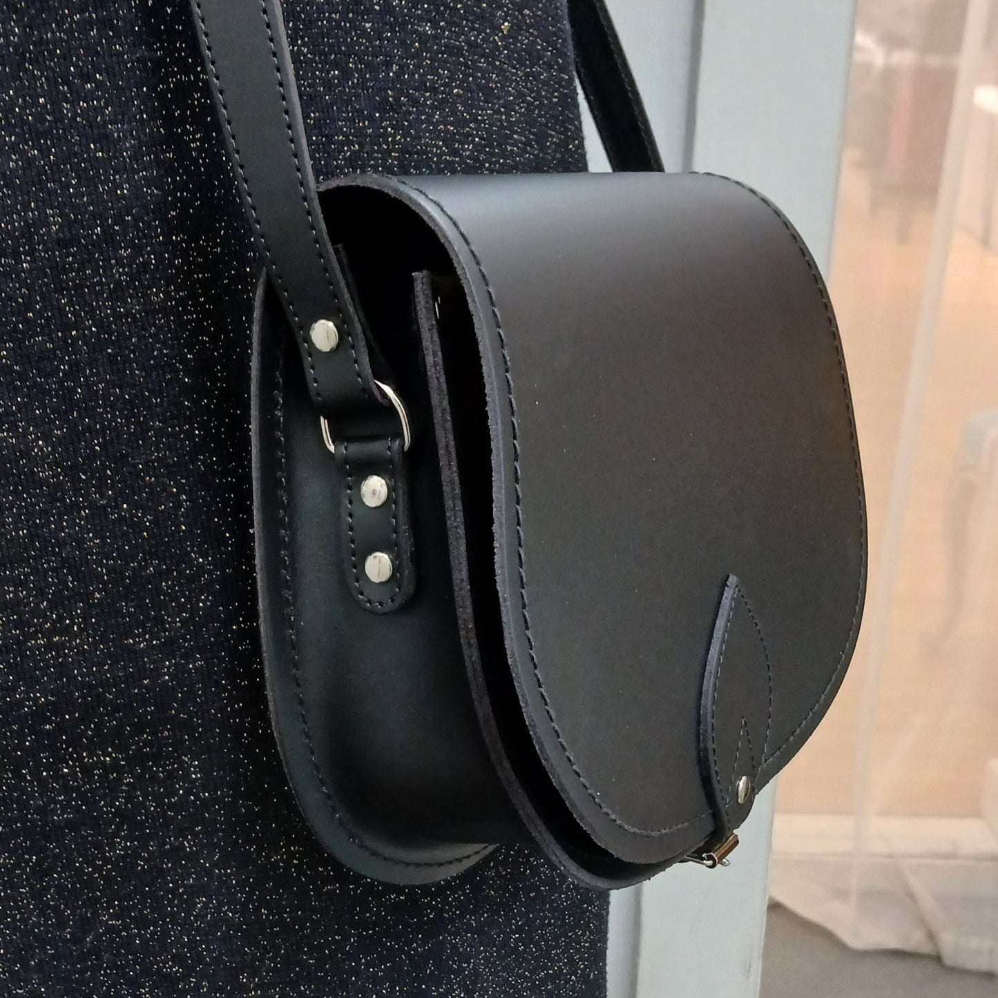Handmade Leather Saddle Bag - Black